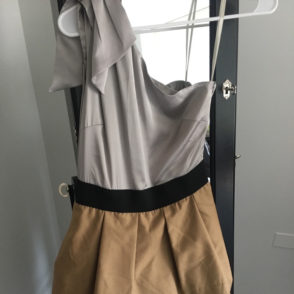One strap silver and marigold dress
